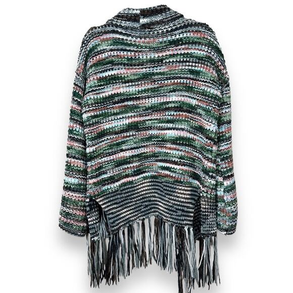 Frenchy & The Free Bird Multi Colored Wide Sleeves Open Crochet Cardigan Sweater - Picture 7 of 9